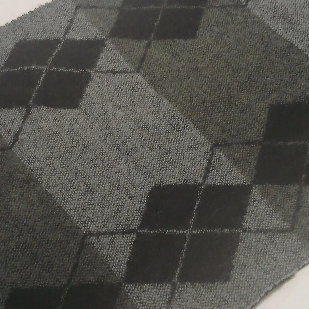 Cashmyarn by Berkshire, Black and Gray Argyle Scarf, 62